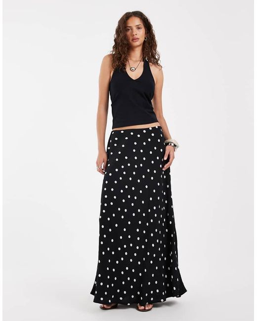 Pieces Black Satin Maxi Skirt
