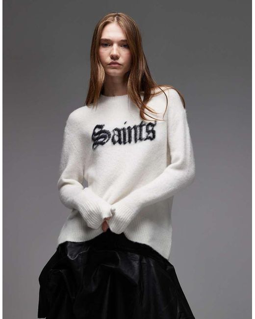 AllSaints Gray Saint Crew Neck Jumper