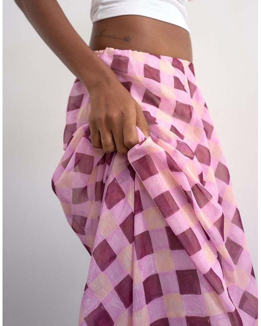 TOPSHOP Pink Sheer Full Circle Chiffon Skirt