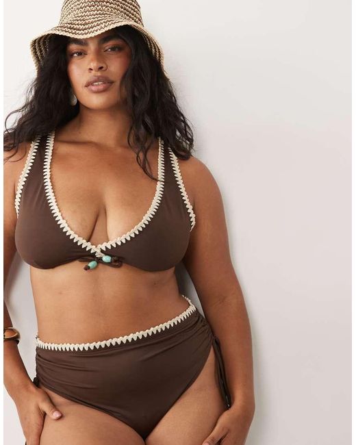 ASOS Black Asos Design Curve Whitney Whip Positano High Apex Triangle Bikini Top