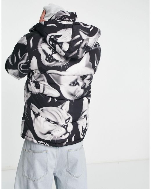 RIPNDIP White Ripndip Neon Cat Hooded Puffer Jacket for men