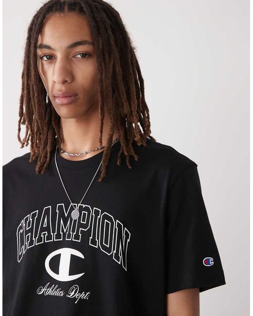 Champion Black Crewneck Varsity Logo T-shirt for men