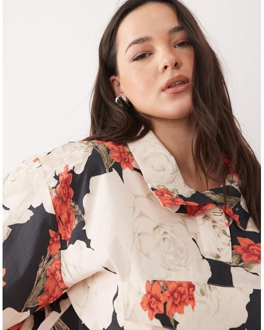 ASOS Red Asos Design Curve Patch Pocket Funnel Neck Jacket