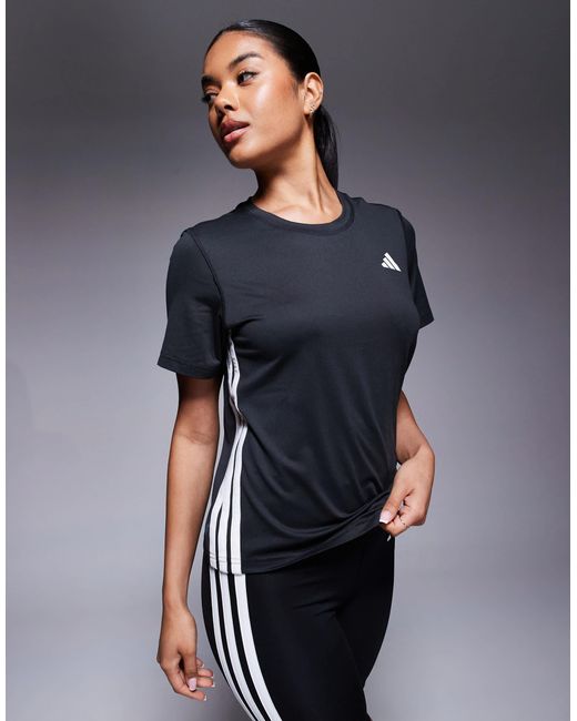 Adidas Originals Gray Adidas Training 3 Stripe T-shirt