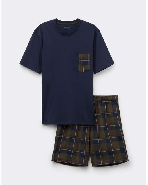 Intimissimi Blue Short Plain-Weave And Cotton Pyjamas for men