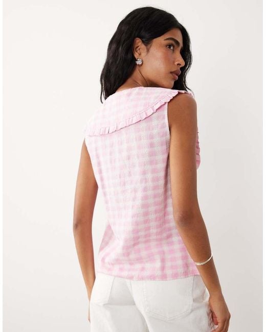 Nobody's Child Pink Blair Ruffle Collar Button Through Blouse