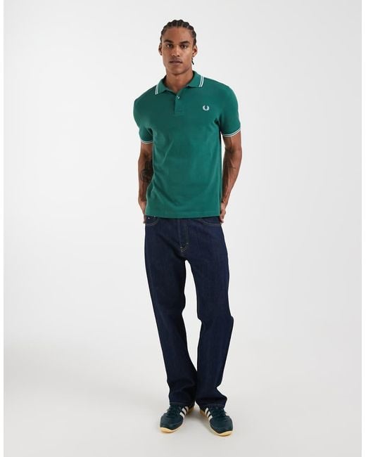 Fred Perry Green Twin Tipped Polo Shirt for men