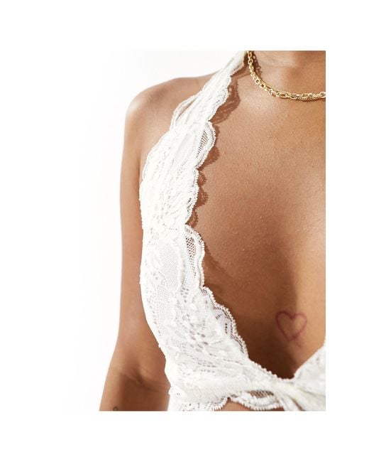 Free People Blue Lace Scallop Edge Halter Bralet