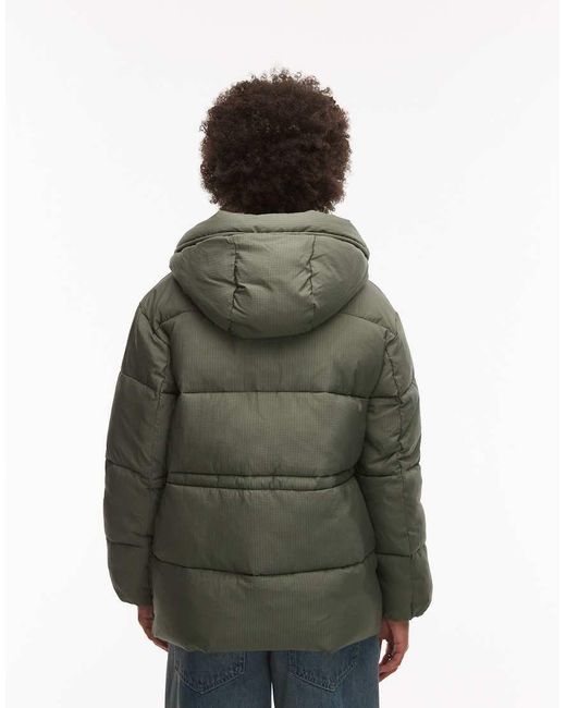 Tommy Hilfiger Green Midi Puffer Jacket
