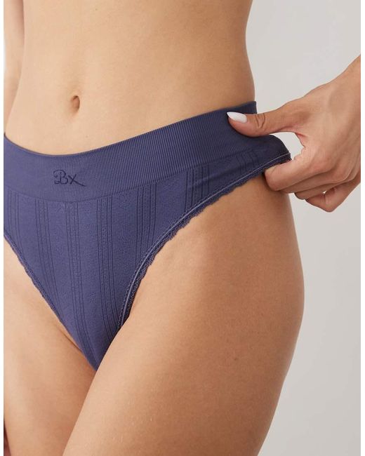 Boux Avenue Blue Pointelle High Leg Thong