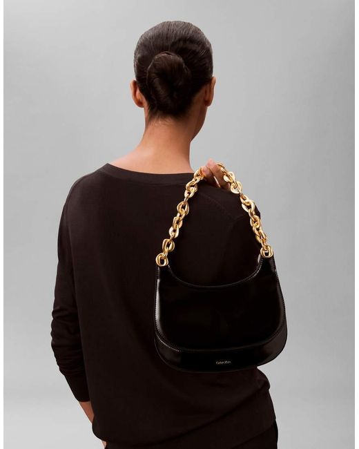 Calvin Klein Black Chain Strap Shoulder Handbag
