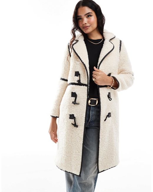 Threadbare Natural Longline Borg Coat