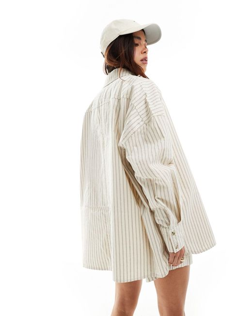 ASOS White Oversized Shirt With Cutabout Panels