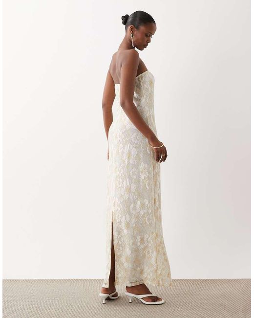 South Beach White Glitter Lace Bandeau Maxi Dress