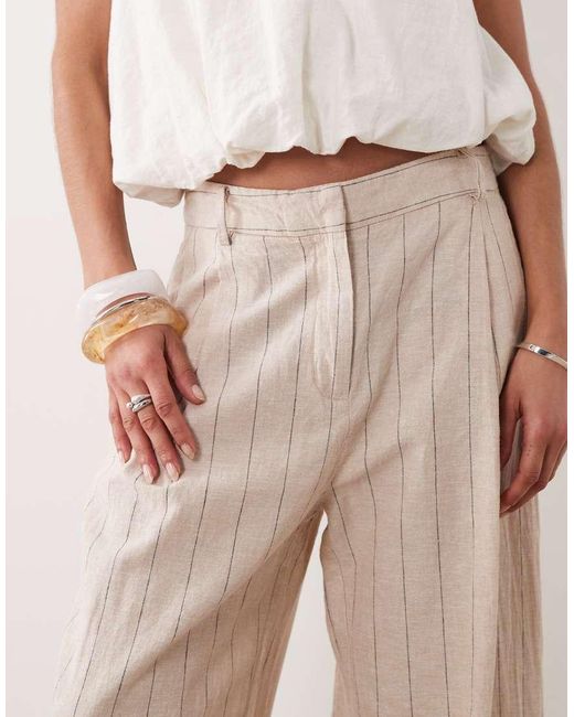 Mango Natural Linen Mix Tailored Straight Pants
