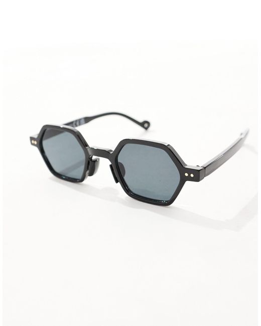Only & Sons Black Hexagonal Sunglasses for men