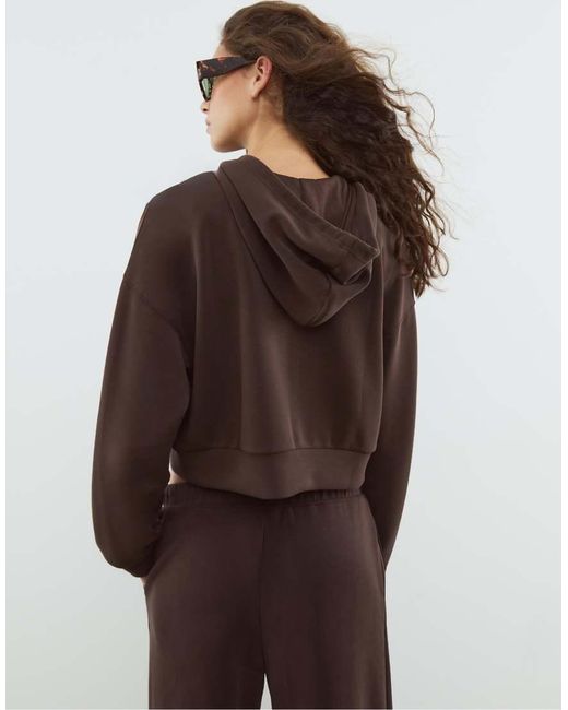 Stradivarius Brown Hooded Jacket