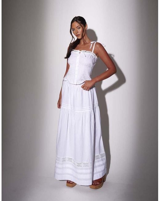 South Beach Purple Pleat Detail Tiered Maxi Skirt