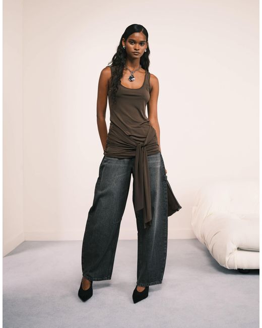 ASOS Natural – barrel-leg-utility jeans