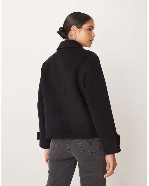 Abercrombie & Fitch Black Wool Blend Button Through Short Jacket