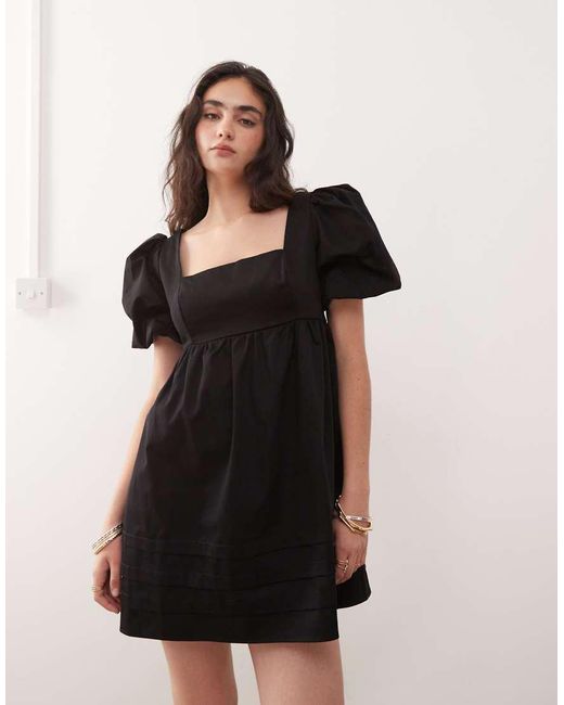 Reclaimed Vintage Natural Smock Babydoll Mini Dress With Pintuck Details