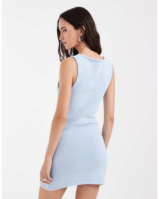 ASOS Blue Knitted Cotton Blend Shift Dress