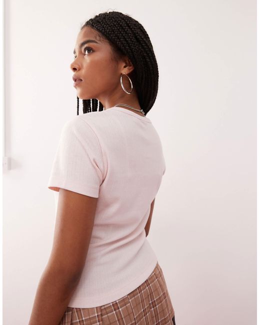 Collusion Pink Pointelle Fitted T-shirt