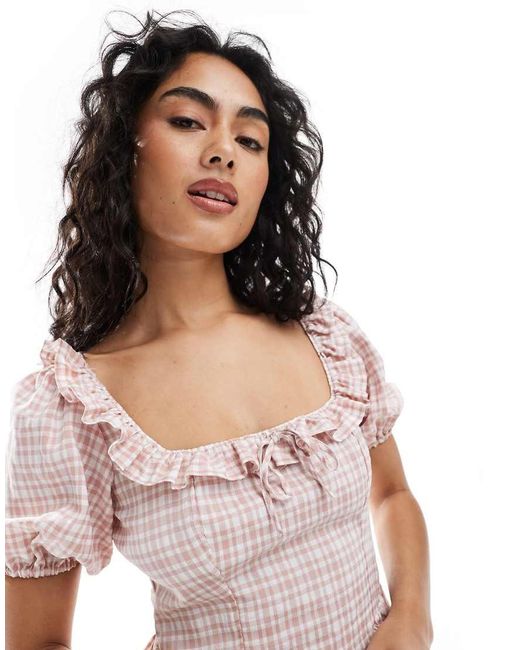 Vestito Corto A Quadri Con Dettaglio Stile Corsetto di New Look in White