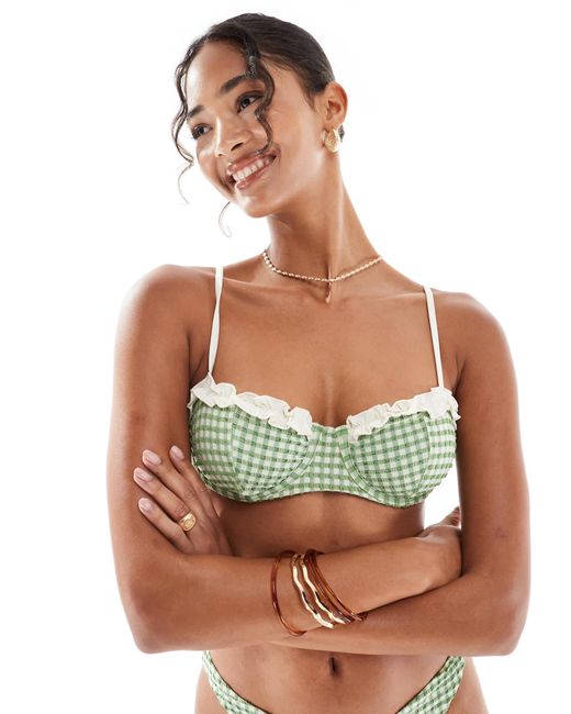 ASOS Green Dorothy Underwired Balcony Bikini Top