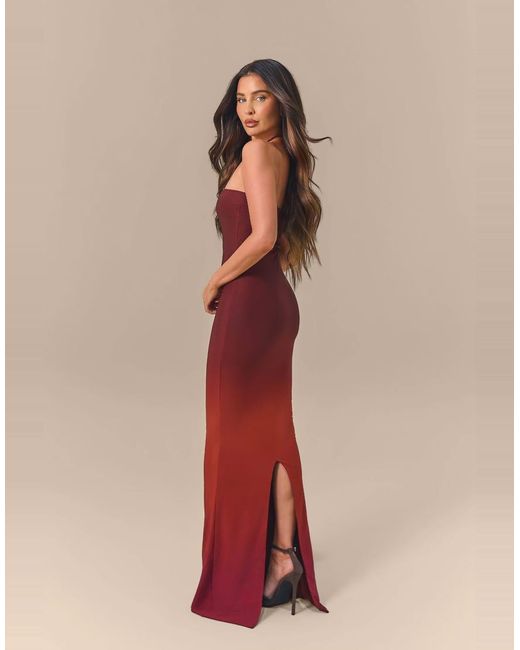 Wanderdoll Natural Wander Doll X Emma Milton Bonita Premium Sculpted Mesh Bandeau Fishtail Hem Maxi Dress