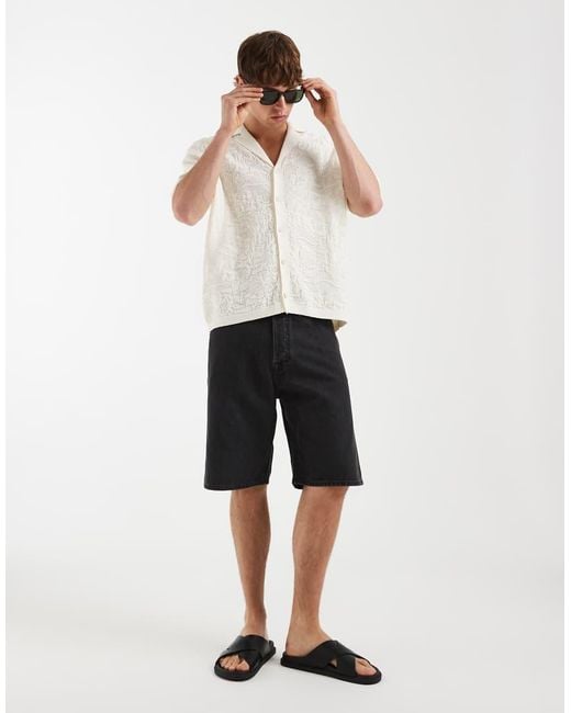 ASOS White Relaxed Knit Button Down Polo Shirt for men
