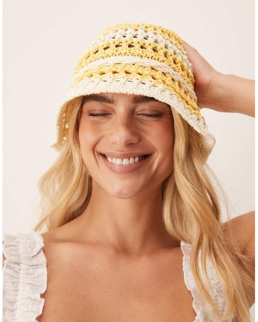 Cappello Da Sole All'Uncinetto A Righe di SUI AVA in Brown