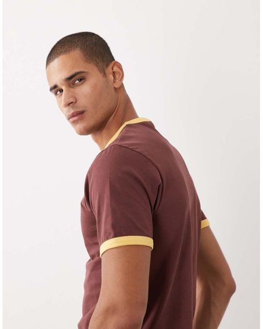 ASOS Red Regular Fit T-shirt With Contrast Ringer for men