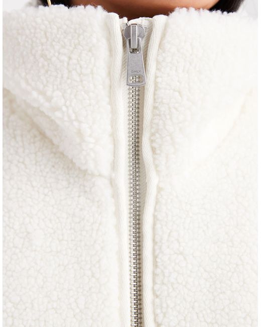 ONLY White Teddy Borg Jacket