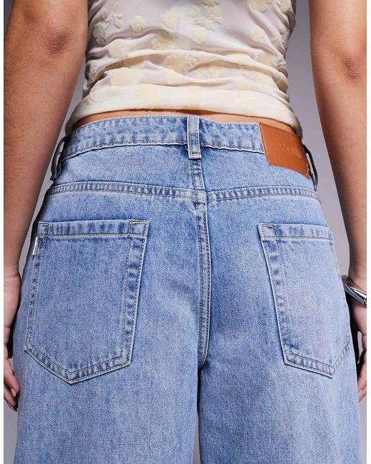 Princess Polly Blue Mellowed Out Slouchy Ribbon Tie Wide Leg Jeans