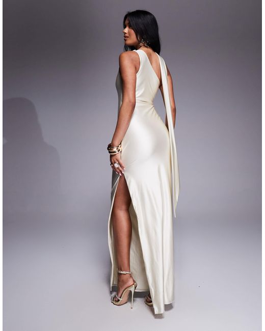 Oh Polly Gray Sheril Scarf Neck Maxi Dress