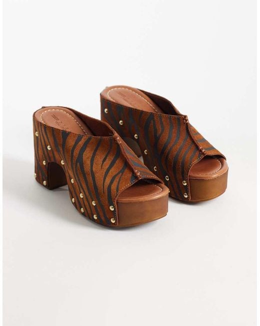 ASOS Brown Hadley Premium Heeled Mule Clogs