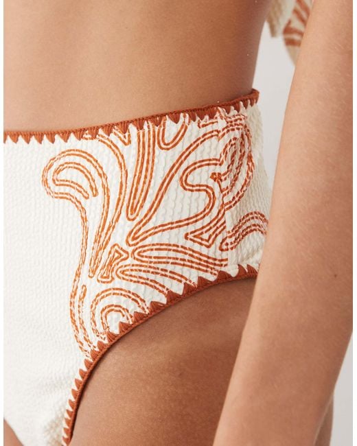 River Island White Patterned Textured Bikini Bottom