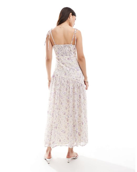 ASOS Pink Lace Insert Panelled Midi Dress