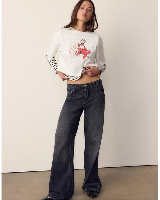 Stradivarius Natural Kewpie Short Sleeve T-shirt