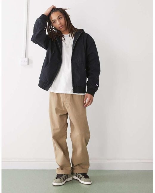 Champion Black Zip Up Woven Hooded Jacket for men