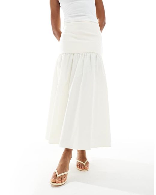 NARRATED White Dropped Waist Maxi Skirt