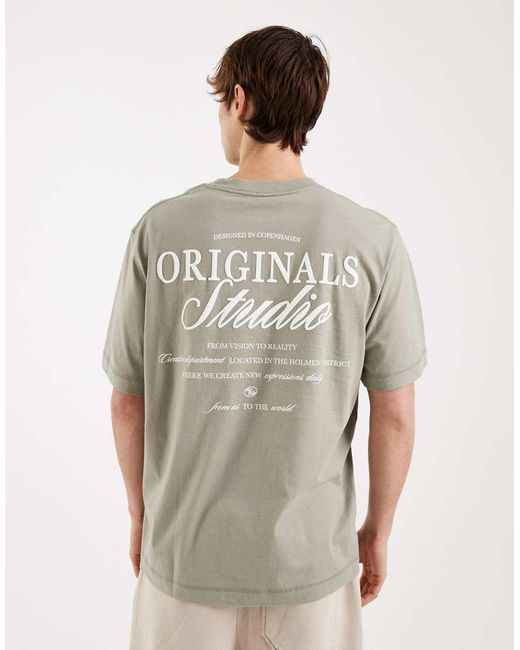 Jack & Jones Gray Orginals Back Logo T-shirt for men