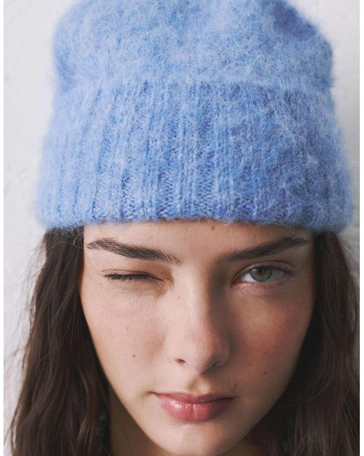Pull&Bear Blue – kurze strickmütze