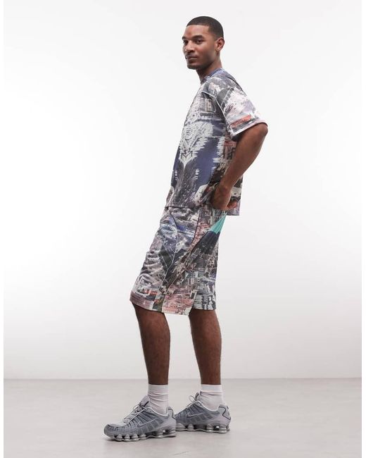 Good For Nothing Multicolor Jersey Shorts With All-over (part Of A Set)-multi for men