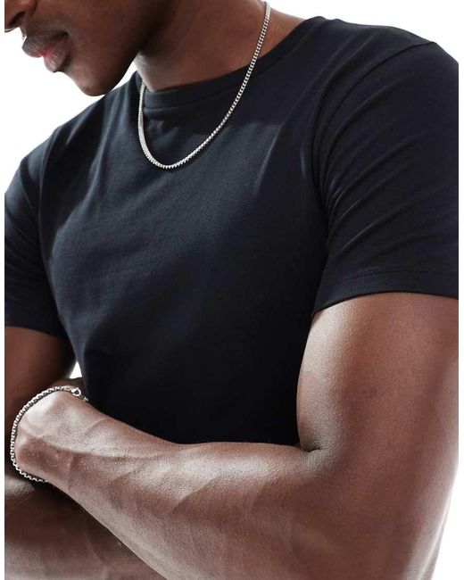 ASOS Black Essentials Muscle Fit T-shirt for men
