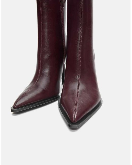 Pull&Bear Purple Stiletto Heel Ankle Boots