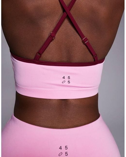 4505 Pink Active Sweetheart Neckline Light Support Sports Bra With Adjustable Straps
