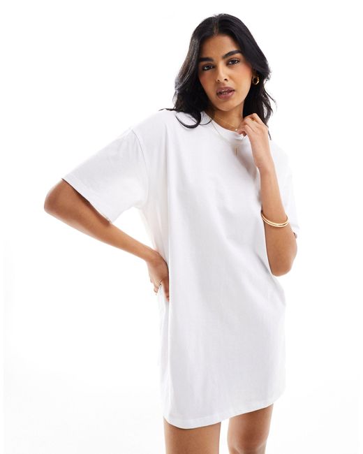 Robe t-shirt courte oversize ASOS en coloris White
