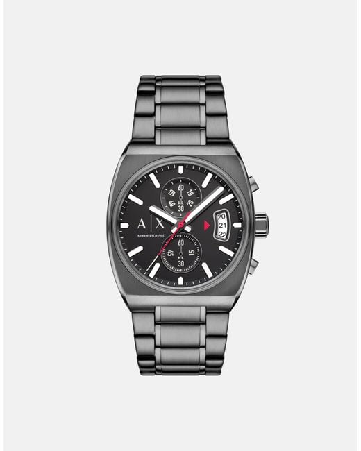ARMANI EXCHANGE – oliver – herren-quarz-chronograph aus graphitfarbenem edelstahl in White für Herren